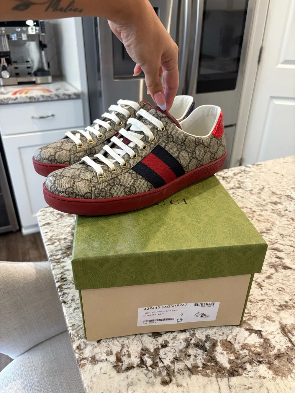 Authentic Gucci Ace GG Supreme Beige
